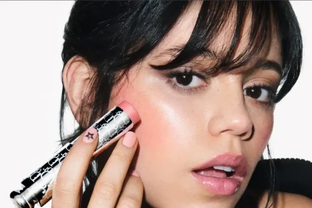 Jenna Ortega in Dior Beauty's makeup campaign with luminous skin and rosy cheeks