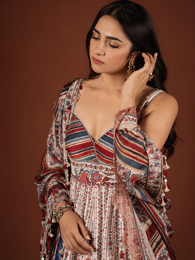Rukmini Vasanth Redefines Heritage Glamour in a Printed Karan Torani Ensemble 14 696739210 18586736701006854 1579550771669497741 n Hunterfly Style A Flared Lehenga Turns Heritage Prints Into a Moving Canvas