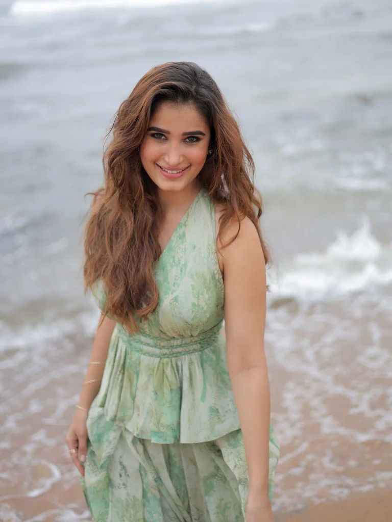 Rasha Thadani's Sage-Green Resort Look