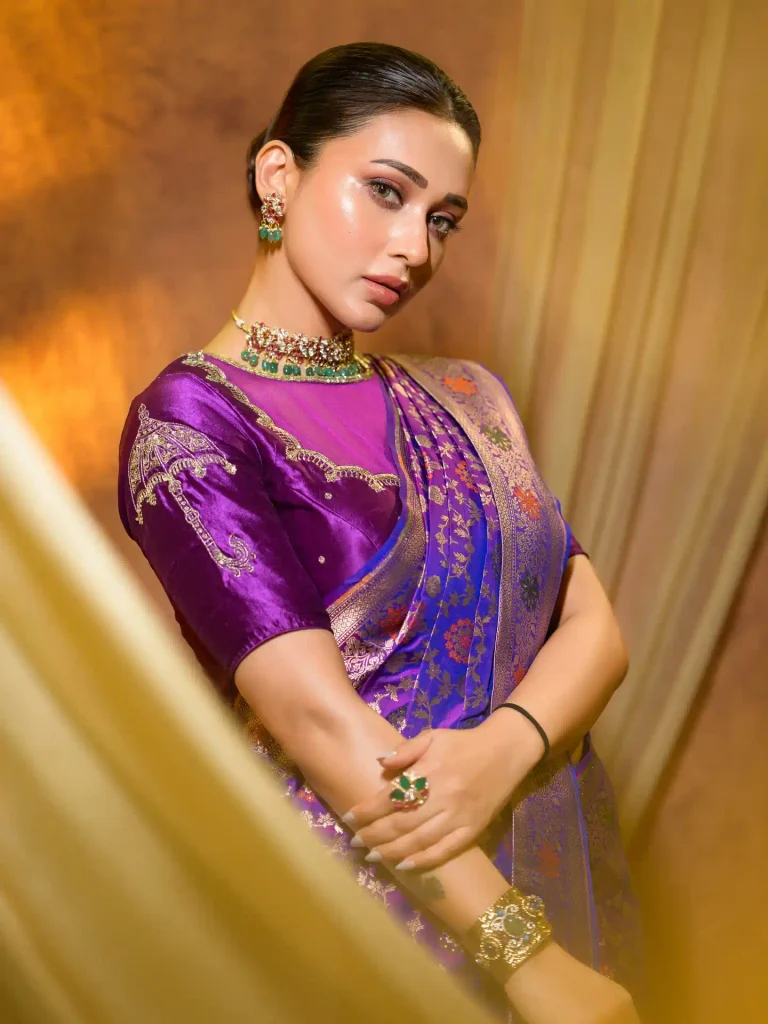 Mimi Chakraborty Turns Heads in Vibrant Violet Silk, Bringing Festive Royalty to Modern Saree Style 14 756745297 18625404433038210 8918960225135050554 n 11zon 768x1024 1 Hunterfly Style The Blouse Brings the Look Into the Present