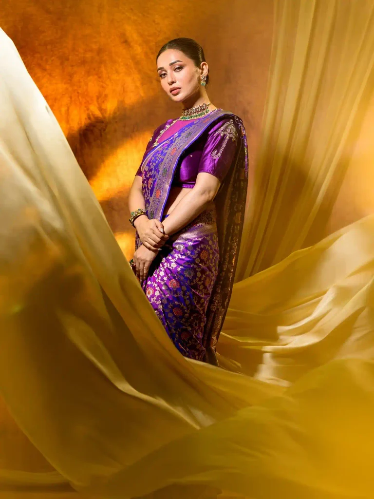 Mimi Chakraborty Turns Heads in Vibrant Violet Silk, Bringing Festive Royalty to Modern Saree Style 16 759664031 18625404481038210 969037706798948368 n 11zon Hunterfly Style Heritage Jewellery Completes the Royal Mood