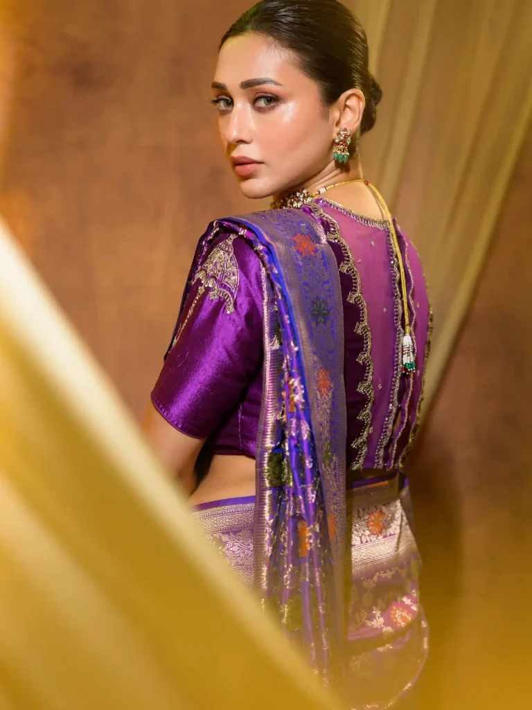 Mimi Chakraborty Turns Heads in Vibrant Violet Silk, Bringing Festive Royalty to Modern Saree Style 18 759676741 18625404472038210 1999388494832005526 n 11zon Hunterfly Style The Vintage Gold Cuff Adds Character