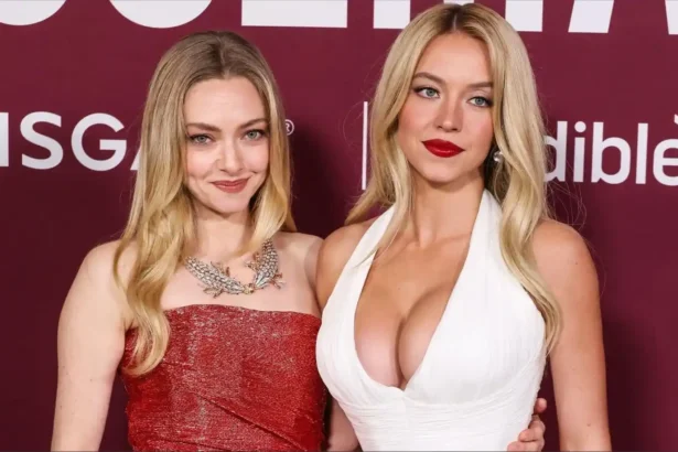 Sydney Sweeney and Amanda Seyfried at The Housemaid premiere in glamorous red carpet gowns