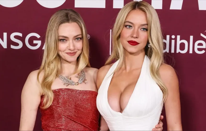 Sydney Sweeney and Amanda Seyfried at The Housemaid premiere in glamorous red carpet gowns