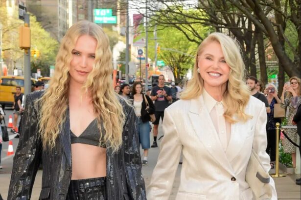 Christie Brinkley and daughter Sailor Brinkley Cook wearing dresses with sheer peekaboo cutout details