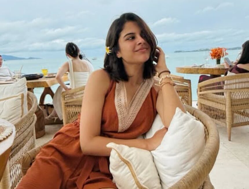 Sanjana Krishnamoorthy in a relaxed vacation outfit during her island getaway