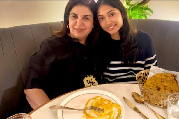 Farah Khan with her triplets Czar Diva and Anya as they leave for university in the US