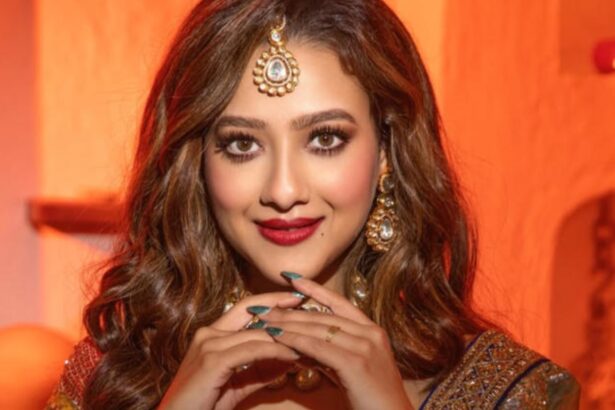 Madalsa Sharma poses during a media interaction in Mumbai