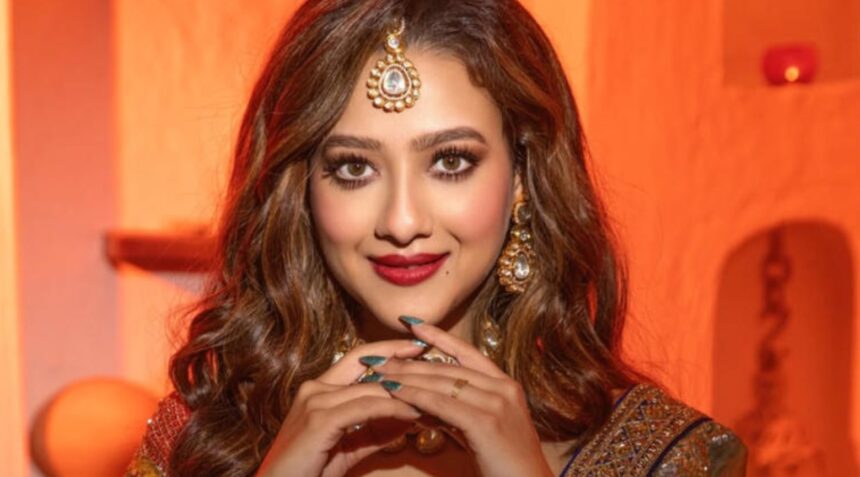 Madalsa Sharma poses during a media interaction in Mumbai