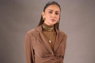Rakul Preet Singh in chocolate brown co-ord set styled for office fashion