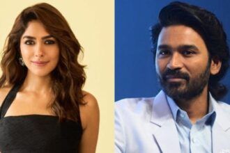 Dhanush and Mrunal Thakur at Tere Ishk Mein promotions