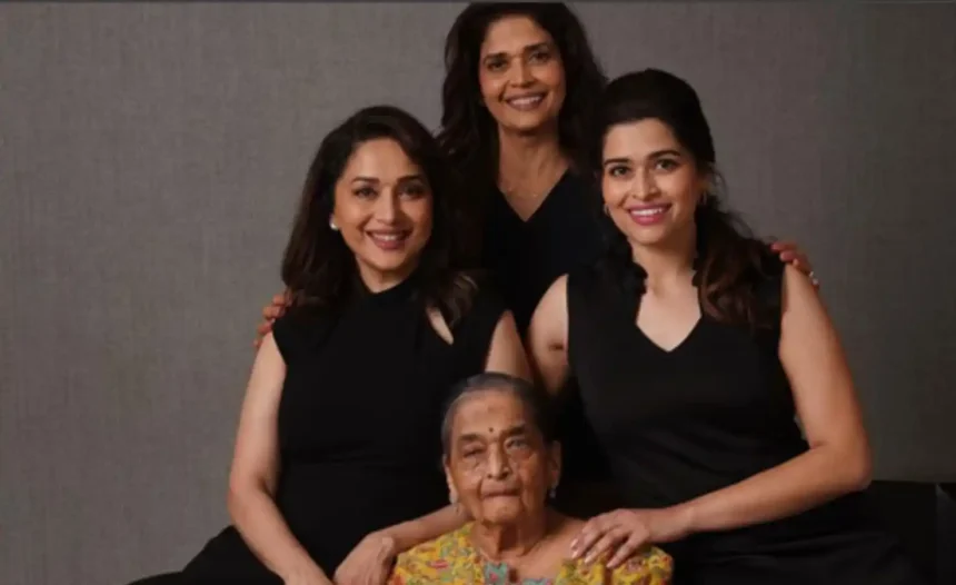 Hunterfly Madhuri Dixit Shares Unseen Family Photo With Her Mother and Sisters Fans Call It ‘A Rare Gem 1