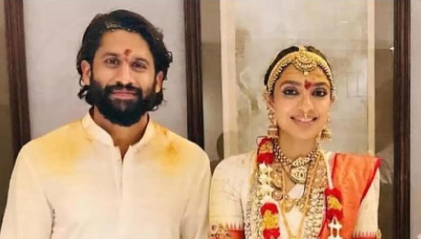 Naga Chaitanya and Sobhita Dhulipala smiling at an event