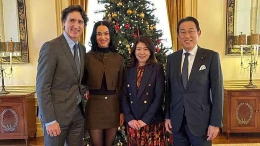 Katy Perry and Justin Trudeau at lunch with Fumio Kishida in Tokyo