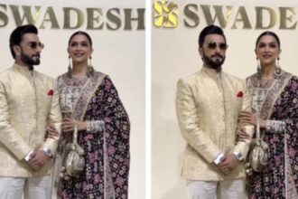Ranveer Singh and Deepika Padukone holding hands at Swadesh store event in Mumbai