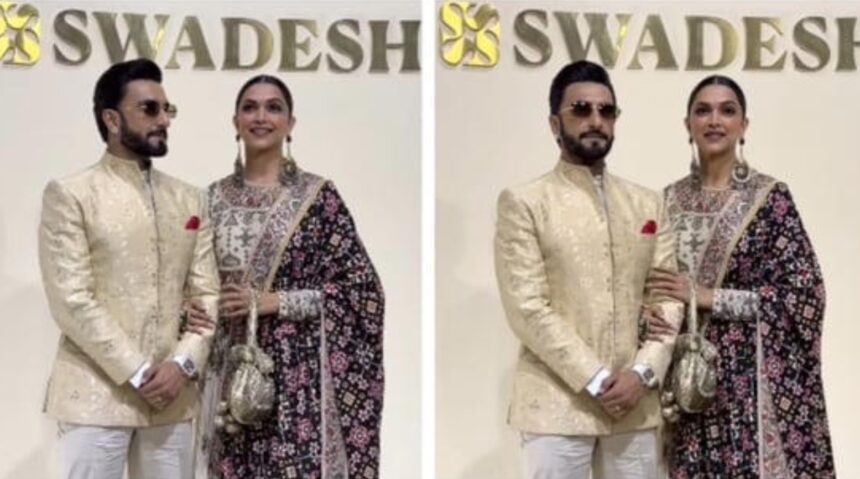 Ranveer Singh and Deepika Padukone holding hands at Swadesh store event in Mumbai
