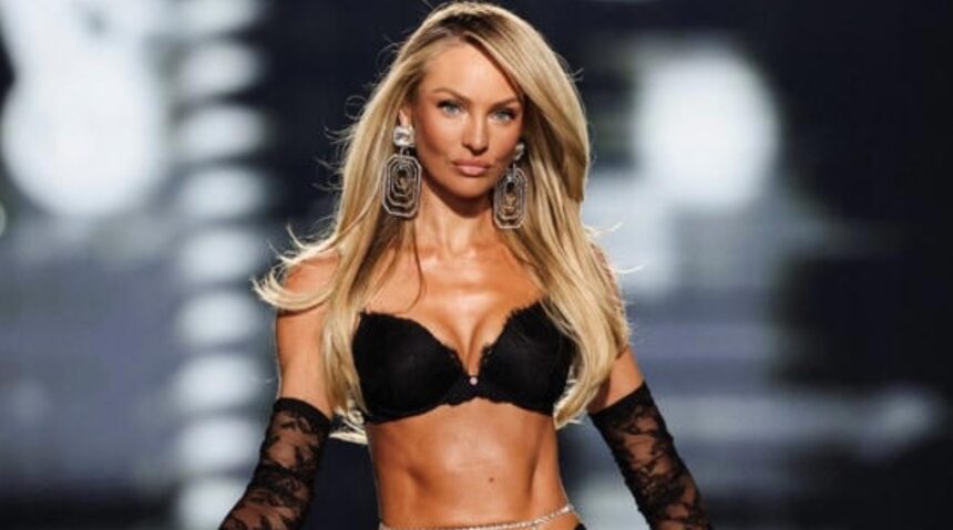 Victoria’s Secret models training for a strong and sculpted physique in the gym.