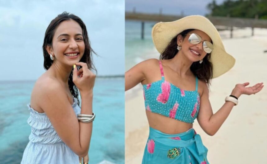 Rakul Preet Singh in tropical swimsuit in Maldives