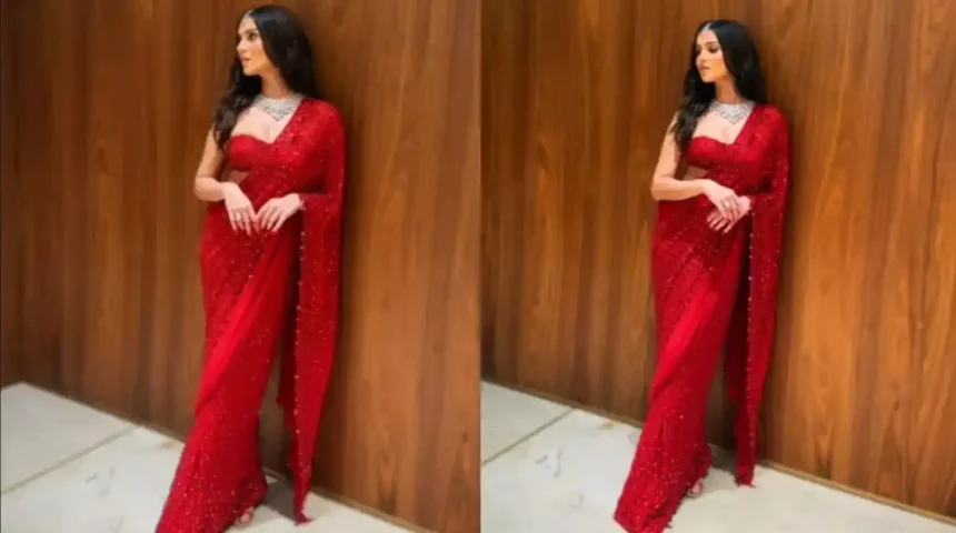 Hunterfly Tara Sutaria Turns Heads in a Striking Red Arpita Mehta Saree 11zon