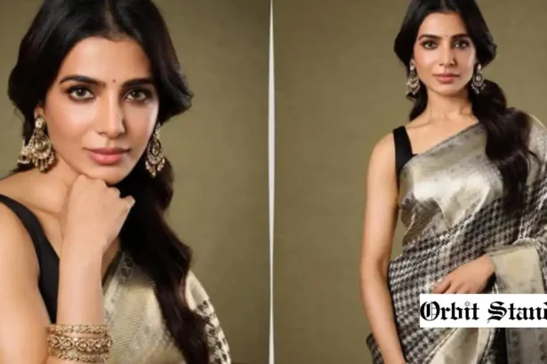 Hunterfly orbitstandard news 23 11zon Samantha Ruth Prabhu black Kanjeevaram silk saree