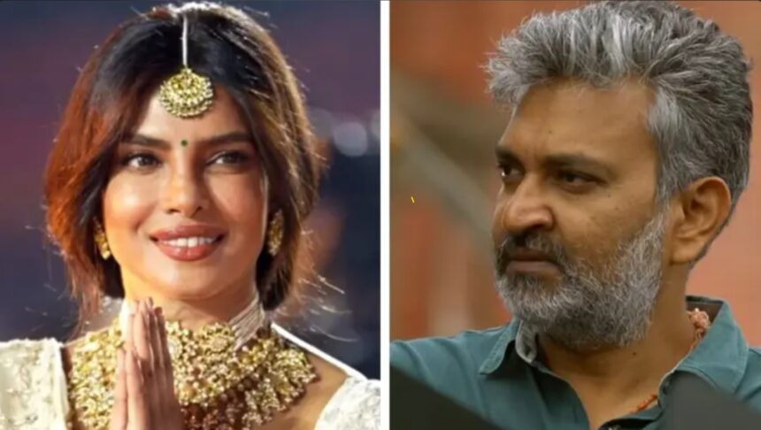 Priyanka Chopra with SS Rajamouli and Mahesh Babu on Varanasi sets