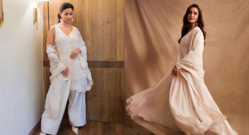 Alia Bhatt and Triptii Dimri in ivory ethnic outfits