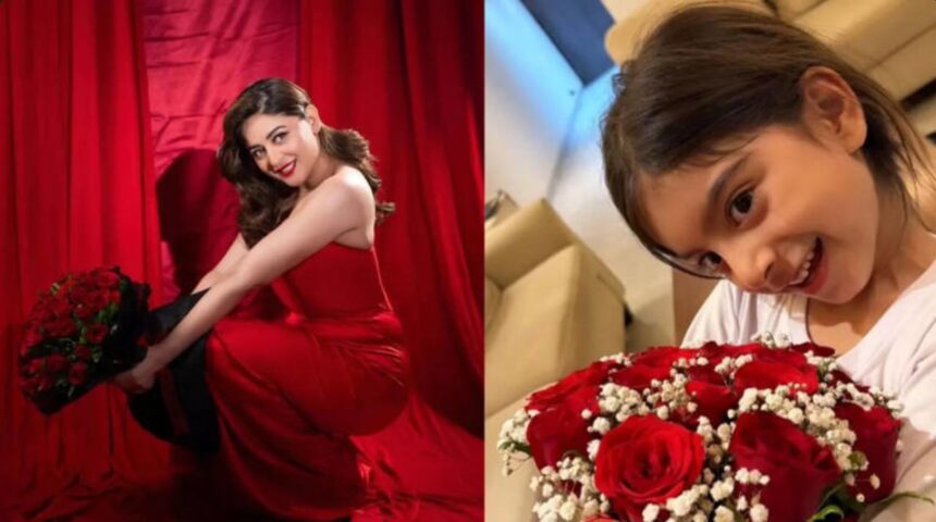 Hunterfly 026 02 15 155106 Mahhi Vij celebrating Valentine’s Day 2026 with daughter Tara holding roses