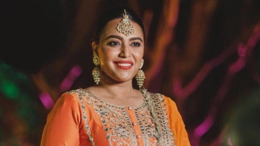 Swara Bhasker speaking in a video message