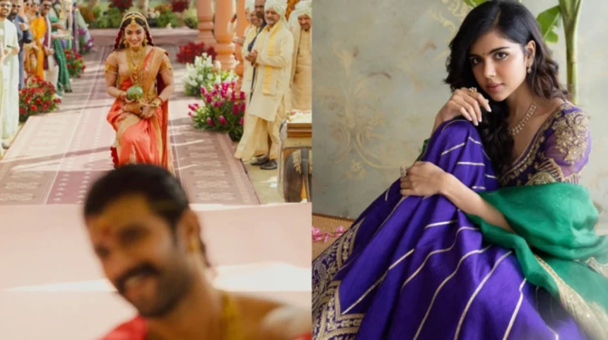Rashmika Mandanna walking toward Vijay Deverakonda at Udaipur wedding ceremony