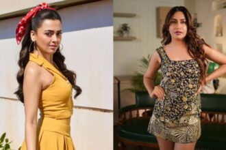 Hunterfly 026 02 27 135226 Tejasswi Prakash and Surbhi Chandna during Psycho Saiyaan promotions