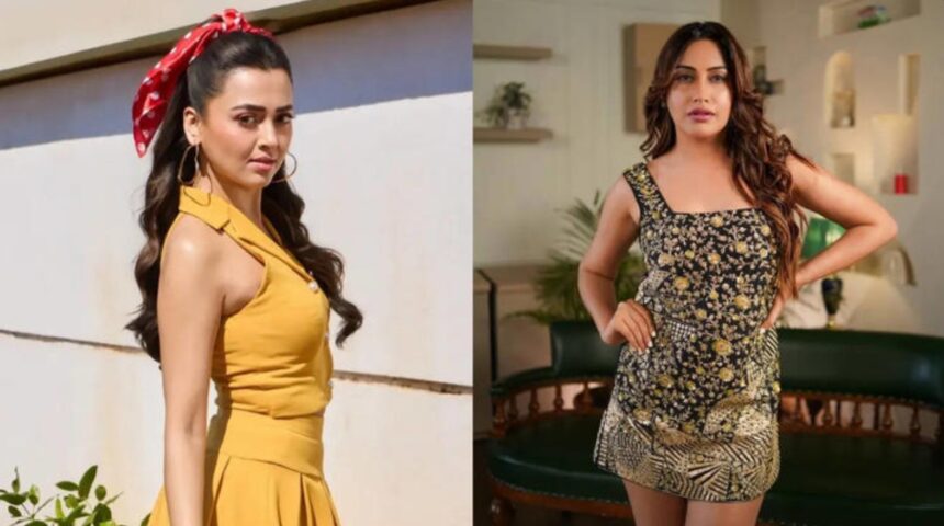 Hunterfly 026 02 27 135226 Tejasswi Prakash and Surbhi Chandna during Psycho Saiyaan promotions