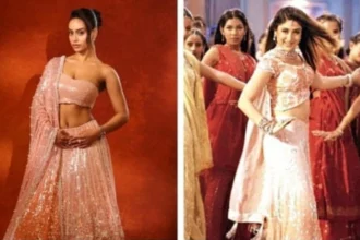 Nysa Devgan wearing 2026 version of Kareena Kapoor’s Bole Chudiyan lehenga by Manish Malhotra