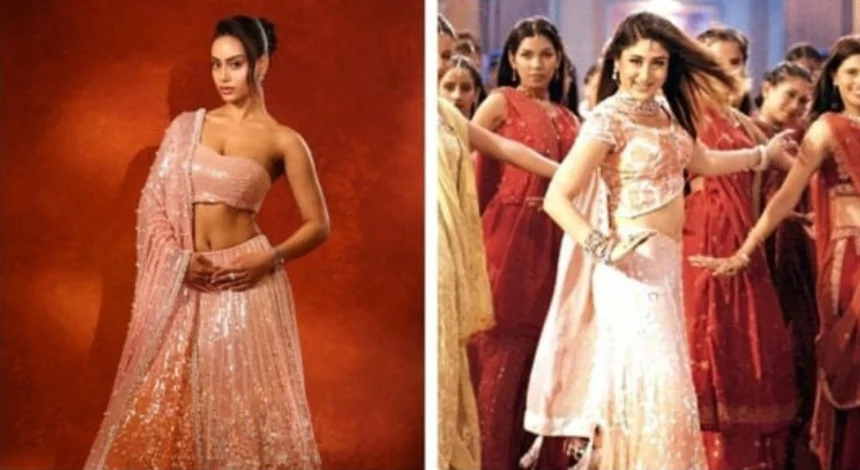 Nysa Devgan wearing 2026 version of Kareena Kapoor’s Bole Chudiyan lehenga by Manish Malhotra