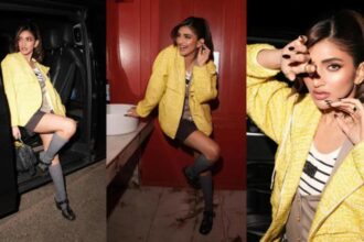 Hunterfly 026 02 27 204823 Sreeleela wearing yellow tweed jacket at Milan Fashion Week 2026