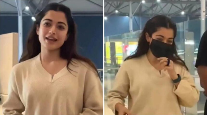 Rashmika Mandanna reacts to wedding question about Vijay Deverakonda at airport