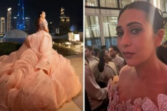 Karisma Kapoor Bridgerton Inspired Gown in Dubai