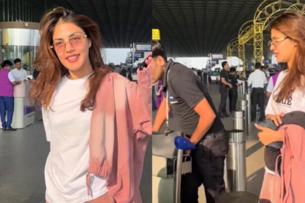 Hunterfly 2026 02 11 190528 Rhea Chakraborty wearing pink tie-dye co-ord set at airport
