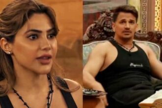 Nikki Tamboli and Prince Narula during The 50 reality show episode