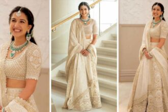 Radhika Ambani in resham ghagra and chikankari dupatta