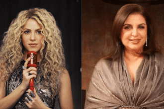 Shakira performing Hips Don’t Lie with Bollywood-inspired choreography by Farah Khan