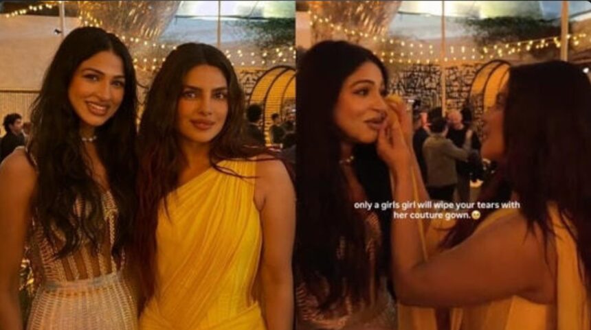 Priyanka Chopra wiping model tears with couture gown at film premiere
