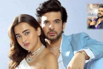 Karan Kundrra tattoo portrait of Tejasswi Prakash on chest