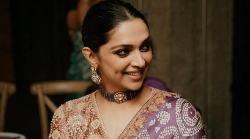 Deepika Padukone bandhani saree jewel tone look
