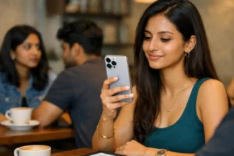 Woman using iPhone highlighting discussion on financial independence