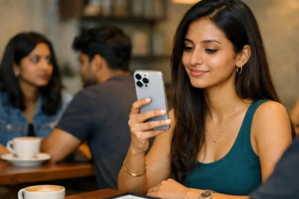 Woman using iPhone highlighting discussion on financial independence