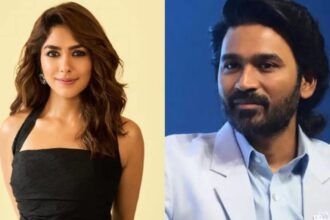 Mrunal Thakur and Dhanush at film premiere