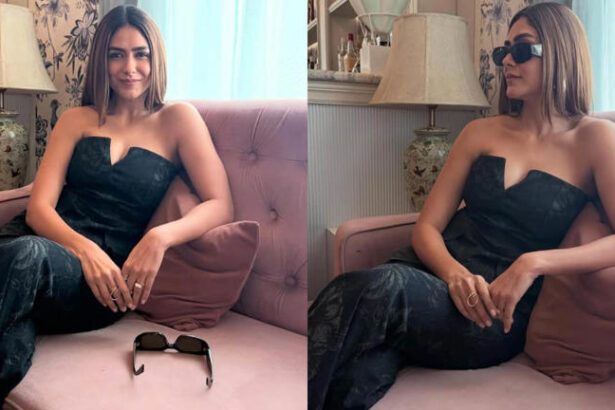 Mrunal Thakur glamorous fashion looks including corset, saree and black gown