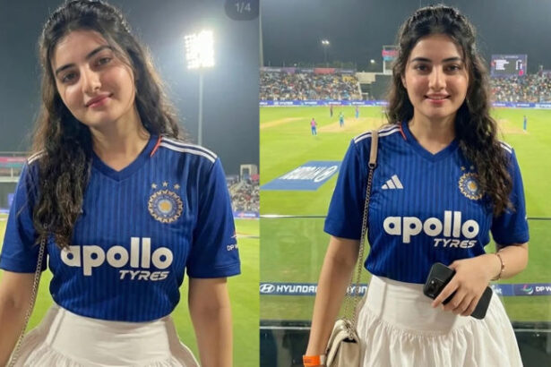 Hunterfly Who Is Aira Rawat Stadium Girl From ICC Mens T20 World Cup Goes Viral After India vs USA Match 1 Aira Rawat cheering during India vs USA T20 World Cup match