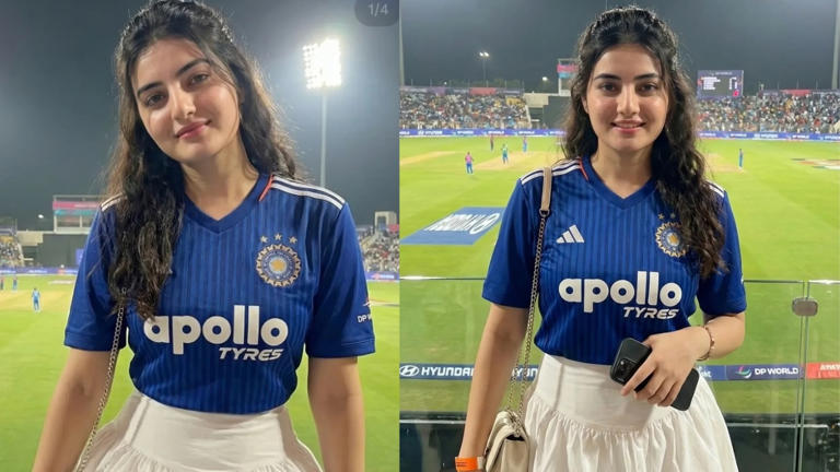 Hunterfly Who Is Aira Rawat Stadium Girl From ICC Mens T20 World Cup Goes Viral After India vs USA Match 1 Aira Rawat cheering during India vs USA T20 World Cup match