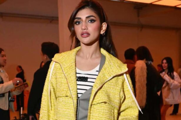 Hunterfly t 2026 02 26 223401 Sreeleela in yellow tweed jacket at Milan Fashion Week